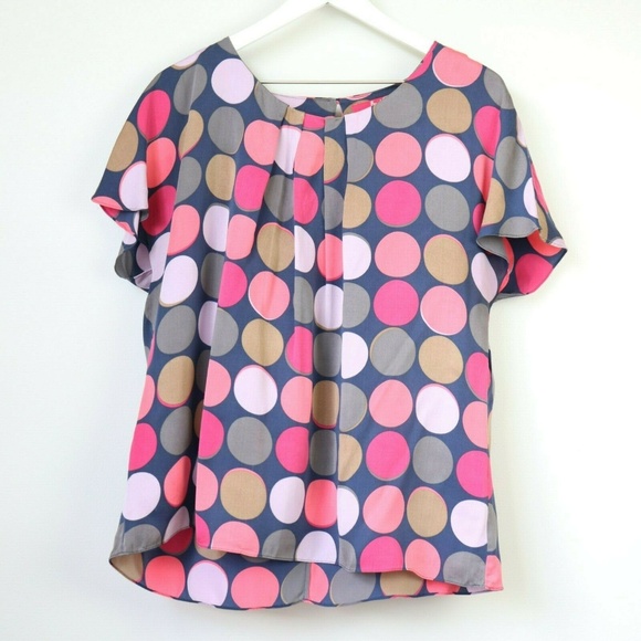 Boden Tops - Boden Polka Dot Keyhole Back Short Sleeve Blouse